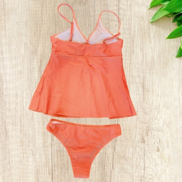 🔖Final Sale! Feraswim NWT Coral 2 pc Tankini Swimsuit with Tiered Ruffle Top - Picture 10 of 15